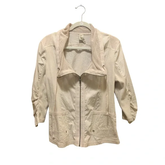 NWT XCVI Women's Medium Utility Lightweight Sand Ivory Mesh Jacket - Picture 2 of 8